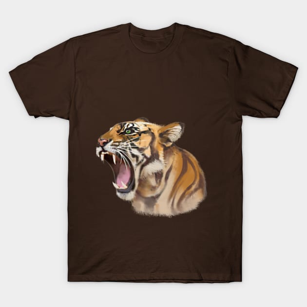 Roaring Tiger Face T-Shirt by Graffix